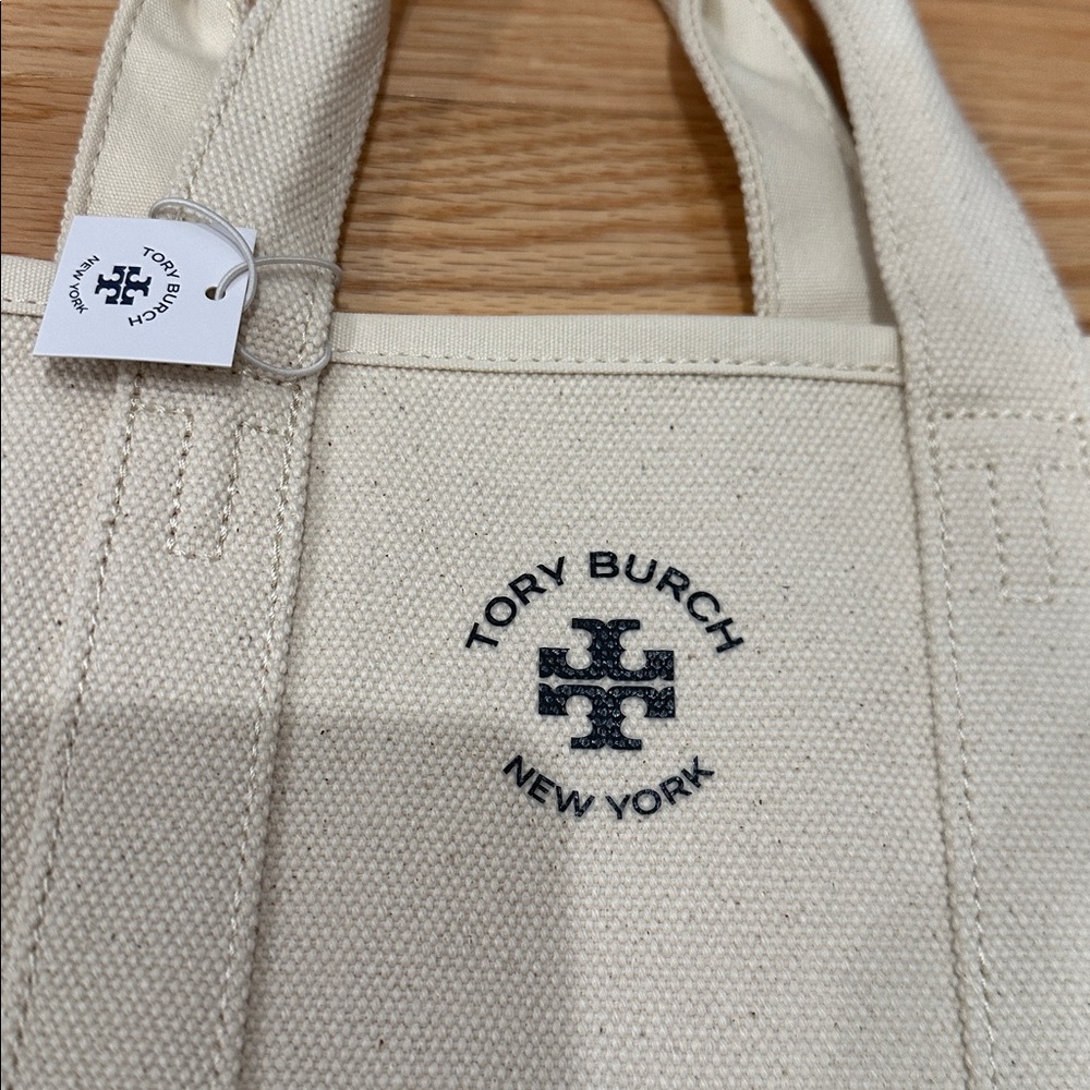 Tory Burch natural canvas tote NEW - Picture 2 of 6